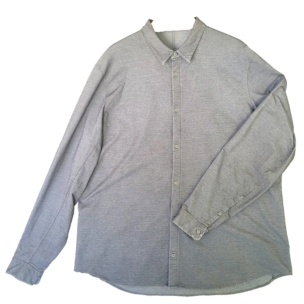 Lululemon Button Up Shirt Mens XXL Gray Performance Stretch Casual